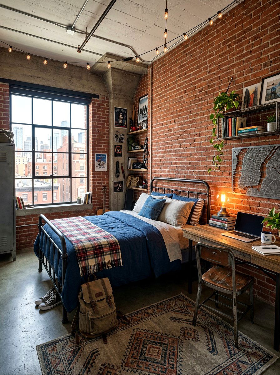 Industrial Style College Room - 30 college bedroom ideas