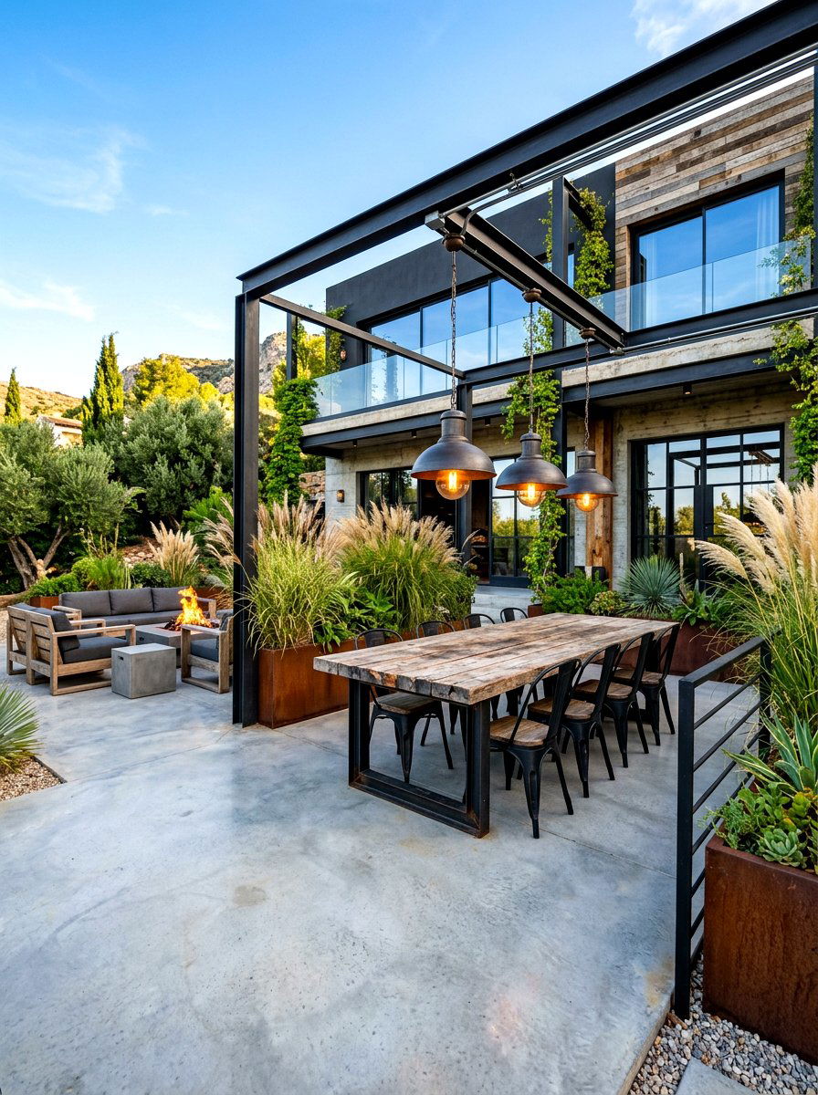 Industrial Style Concrete Area - 30 villa patio styling ideas