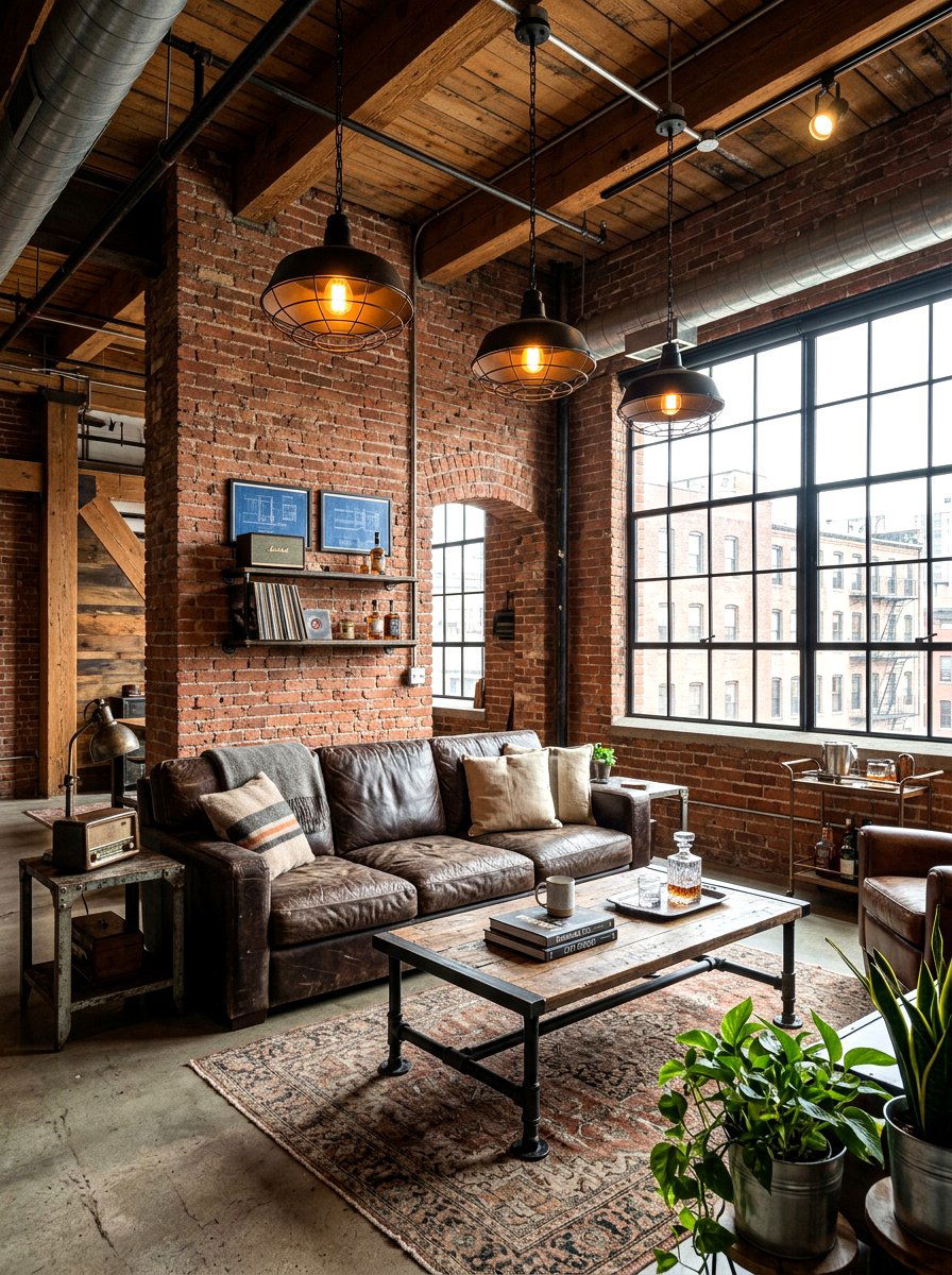 Industrial Style Den Lounge - 30 den decorating ideas