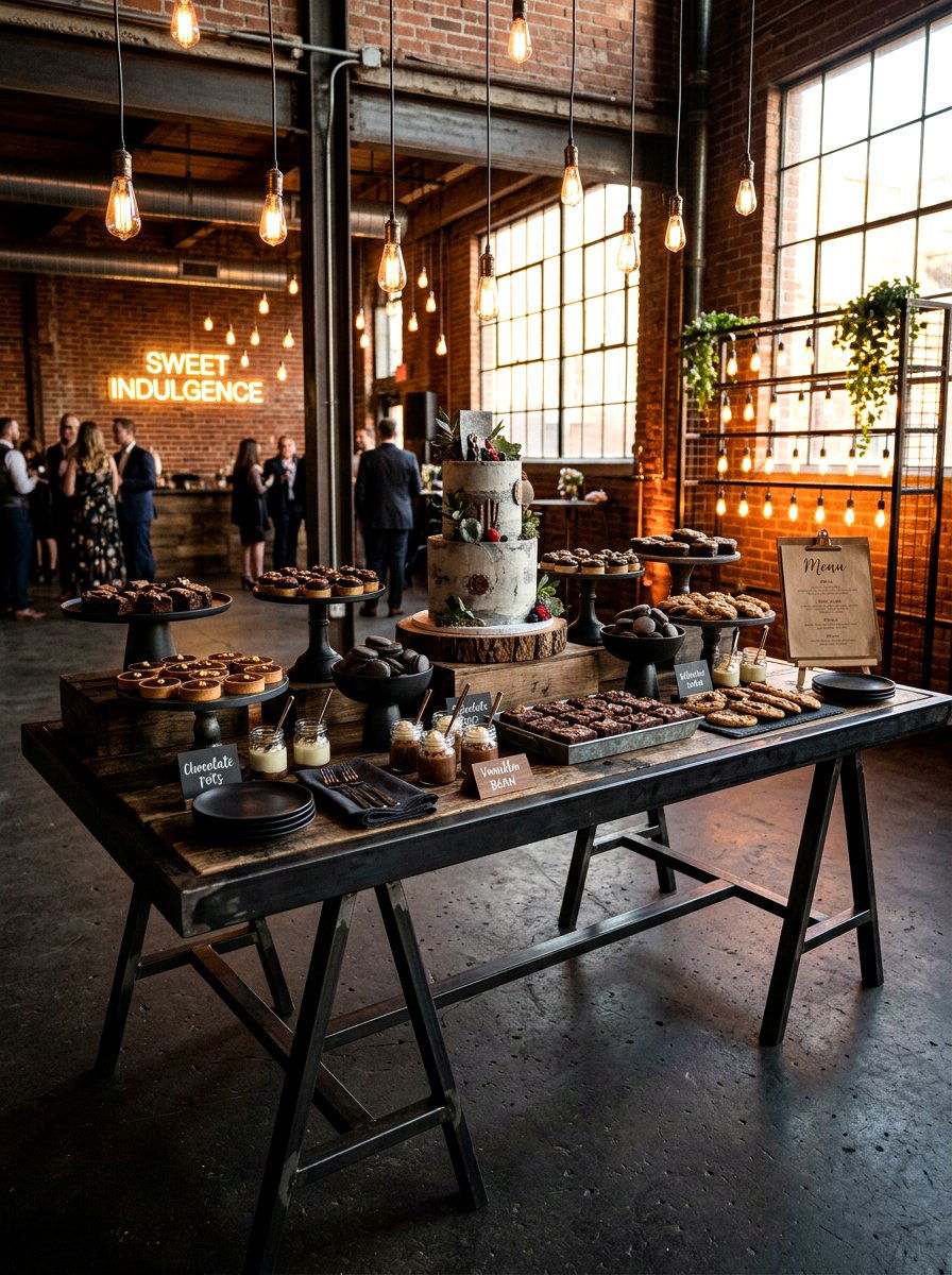 Industrial Style Dessert Table - 30 dessert table decor ideas