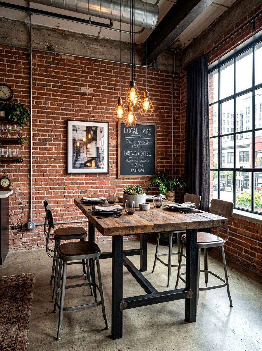 Industrial Style Dining Nook - 30 small dining nook ideas