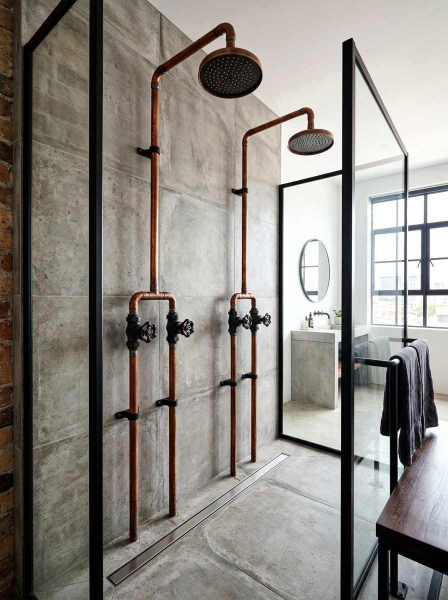 Industrial Style Double Shower Head - 30 double shower head ideas