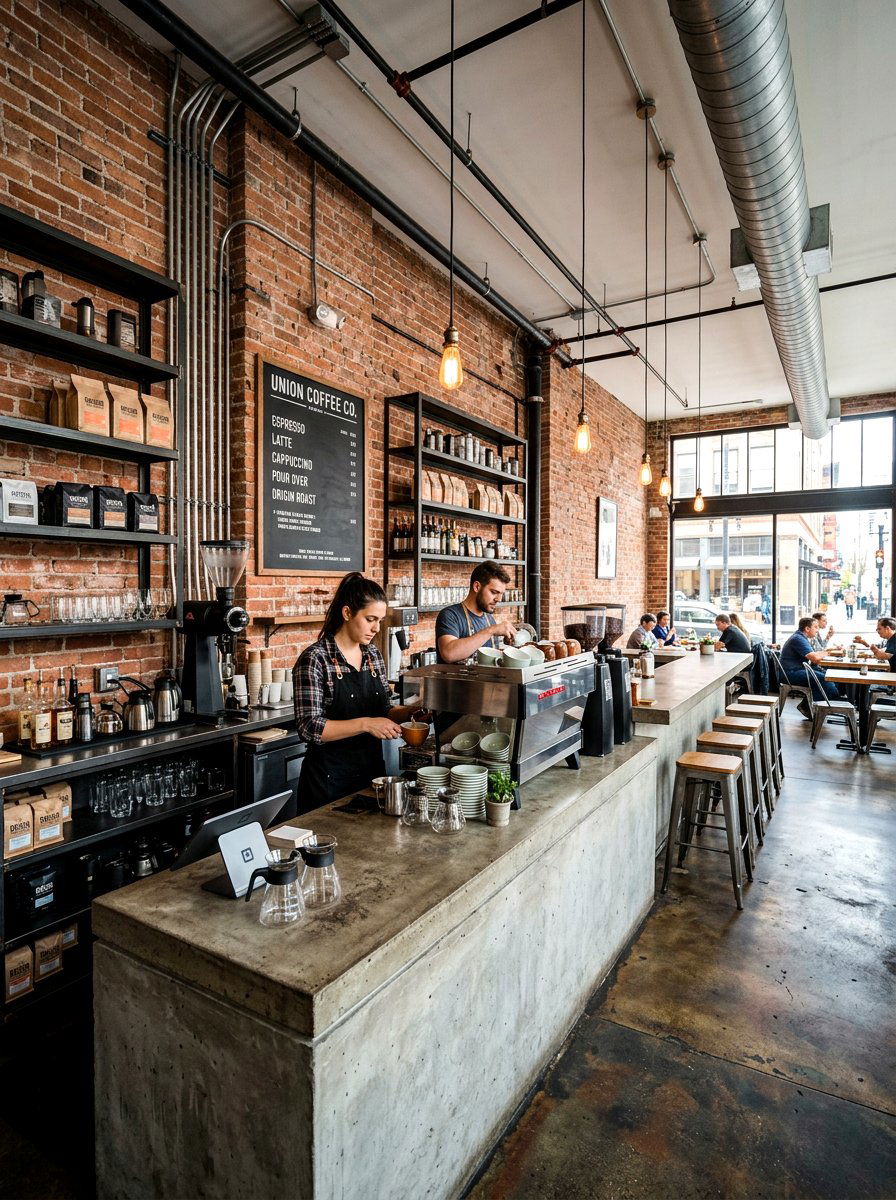 Industrial Style Espresso Bar - 30 espresso nook kitchen ideas