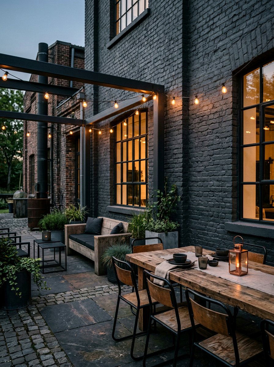 Industrial Style Exterior Brick - 30 limewashed wall backyard ideas