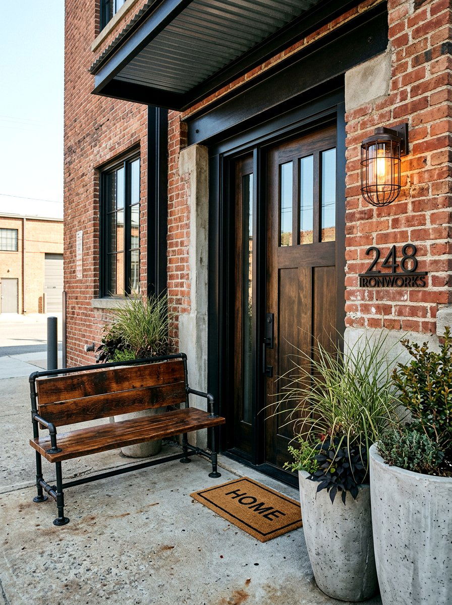Industrial Style Front Entry - 30 tiny front porch ideas