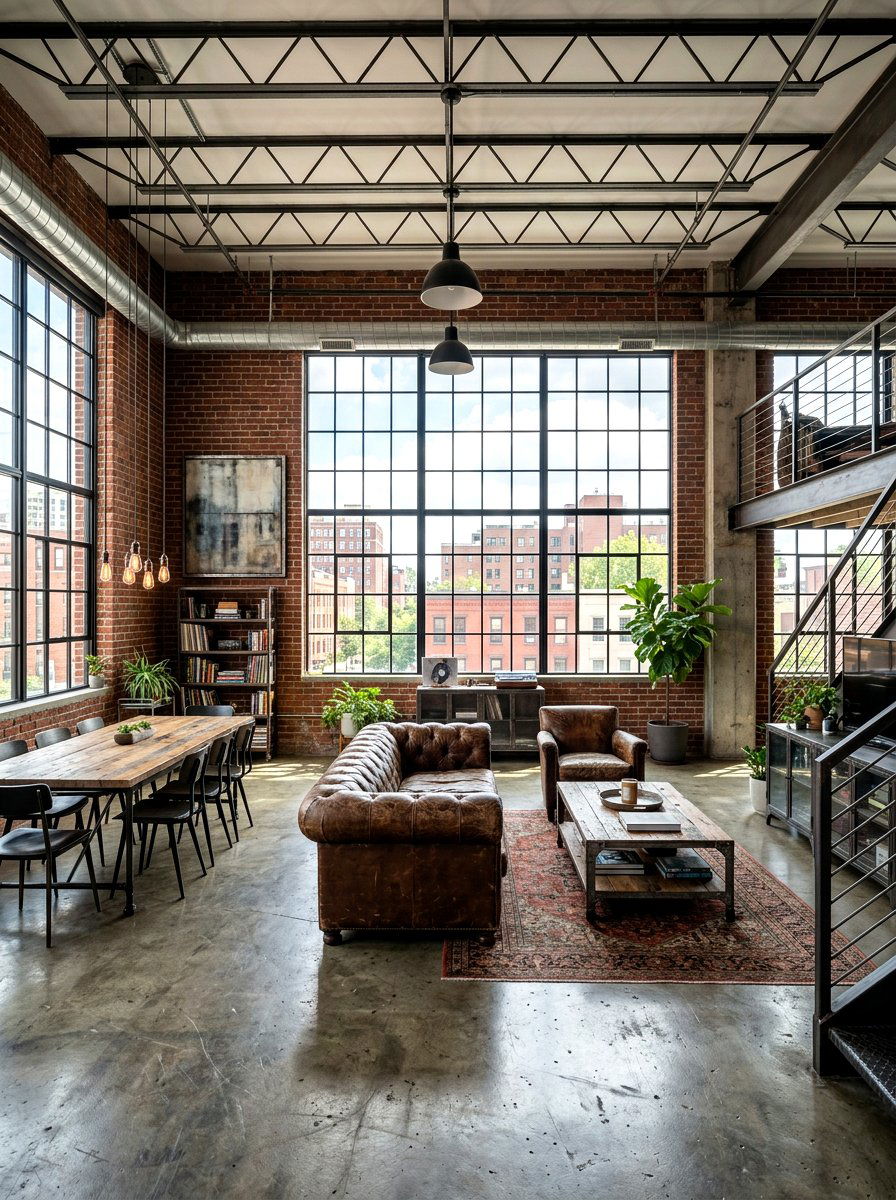 Industrial Style Great Room - 30 great room ideas