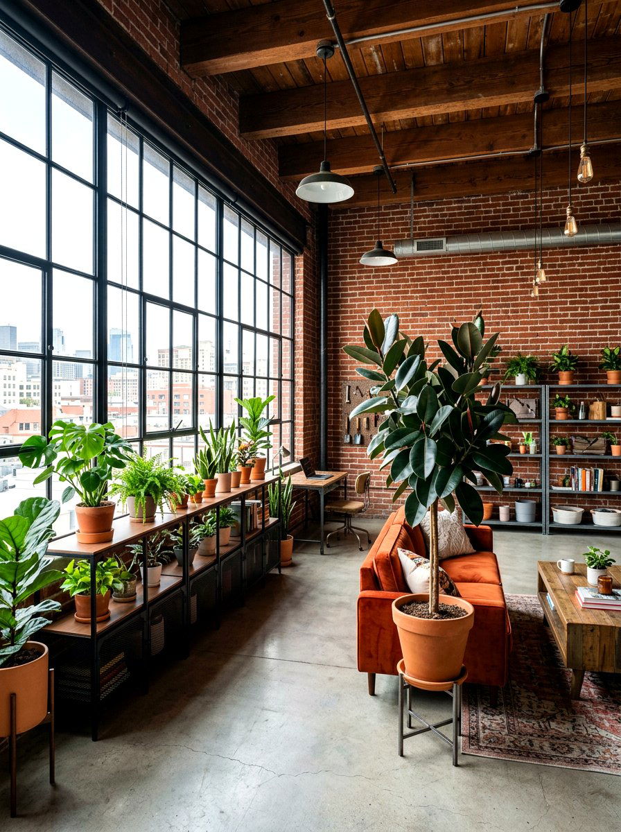 Industrial Style Greenroom - 30 indoor garden room ideas