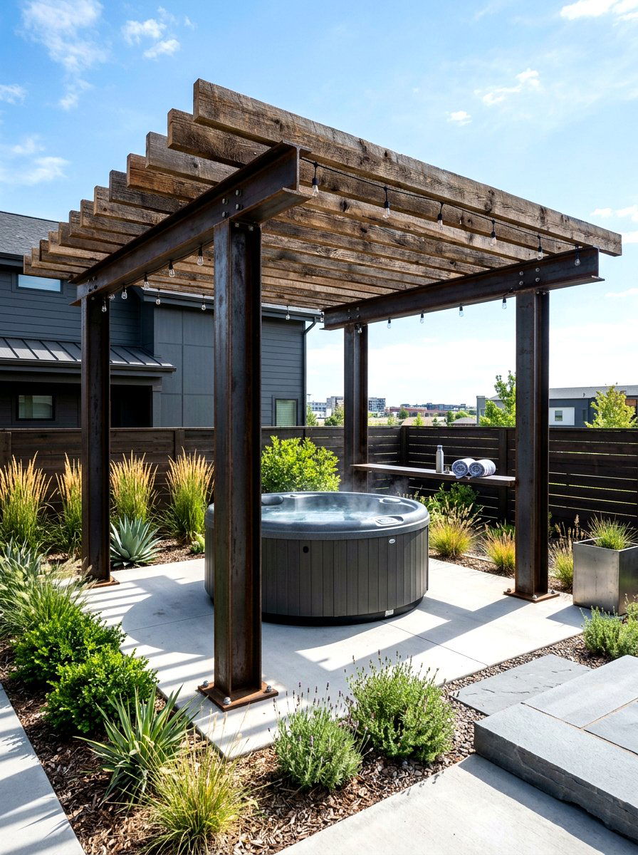 Industrial Style Hot Tub Pergola - 30 pergola over hot tub ideas