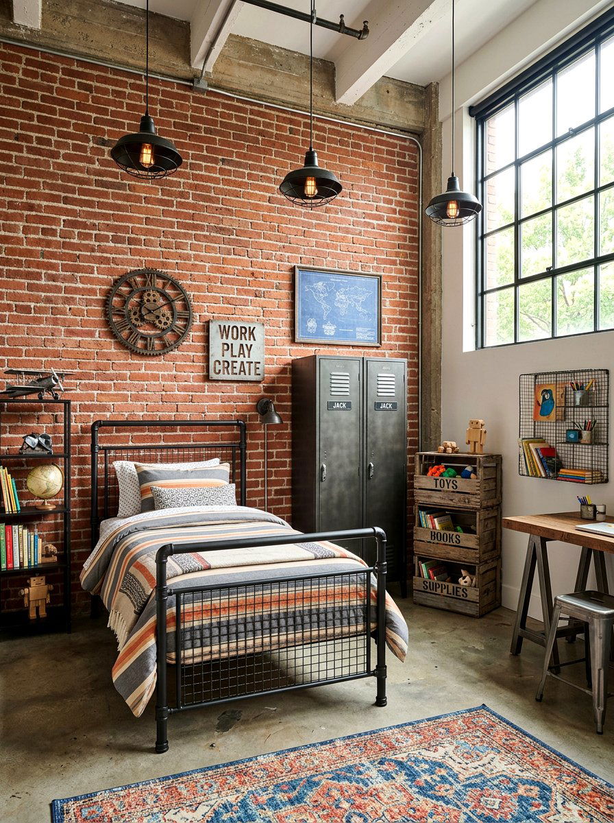 Industrial Style Kids Room - 30 kids room ideas
