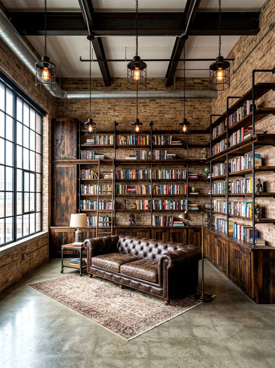 Industrial Style Library Paneling - 30 paneled library ideas