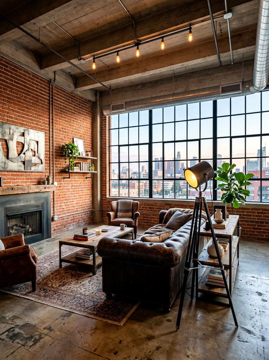 Industrial Style Living Room - 30 lamp lit living room ideas