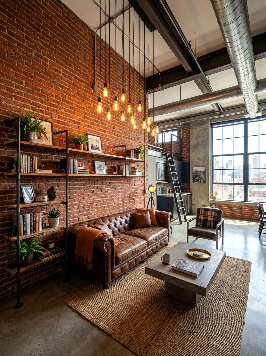 Industrial Style Living Space - 30 cozy family room ideas