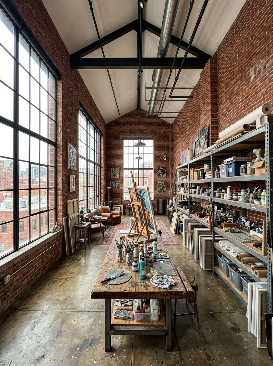 Industrial Style Loft - 30 painting studio ideas