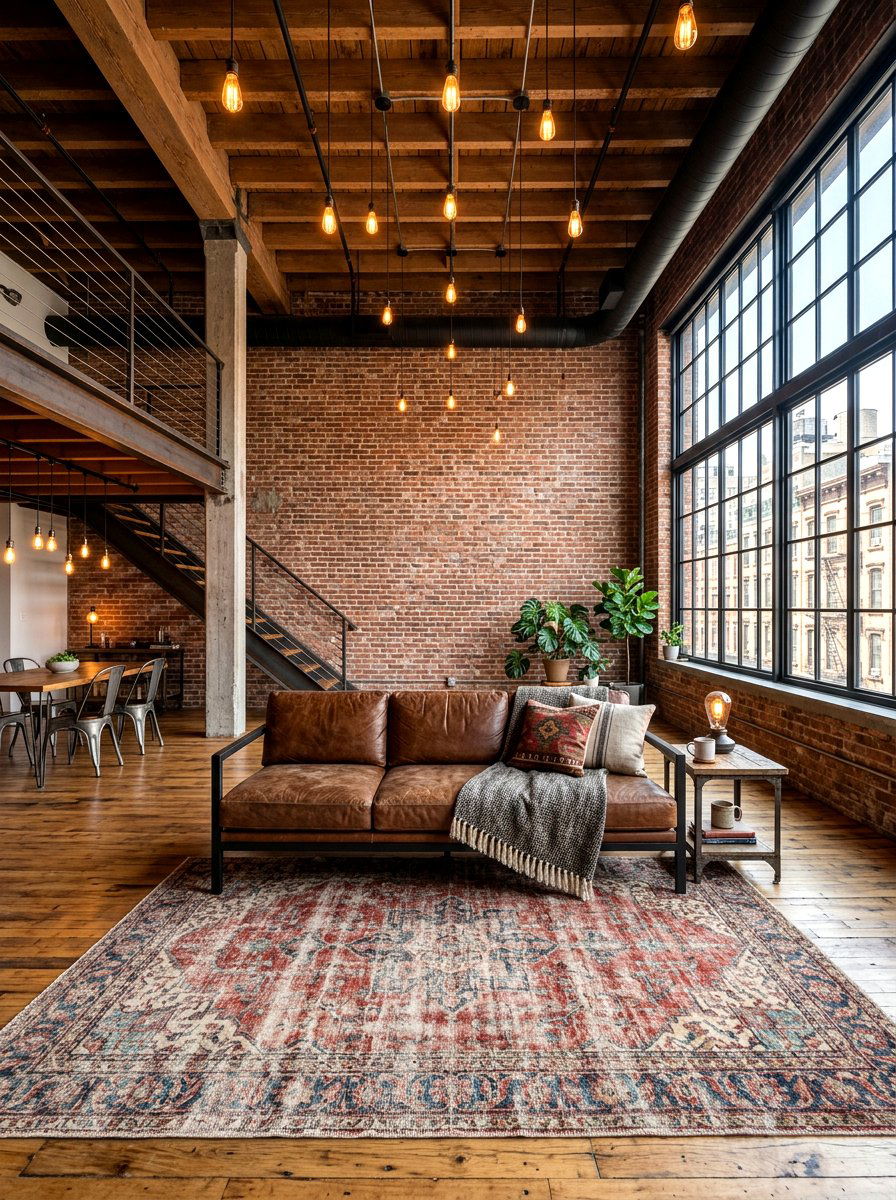 Industrial Style Loft Interior - 30 sofa bed room ideas