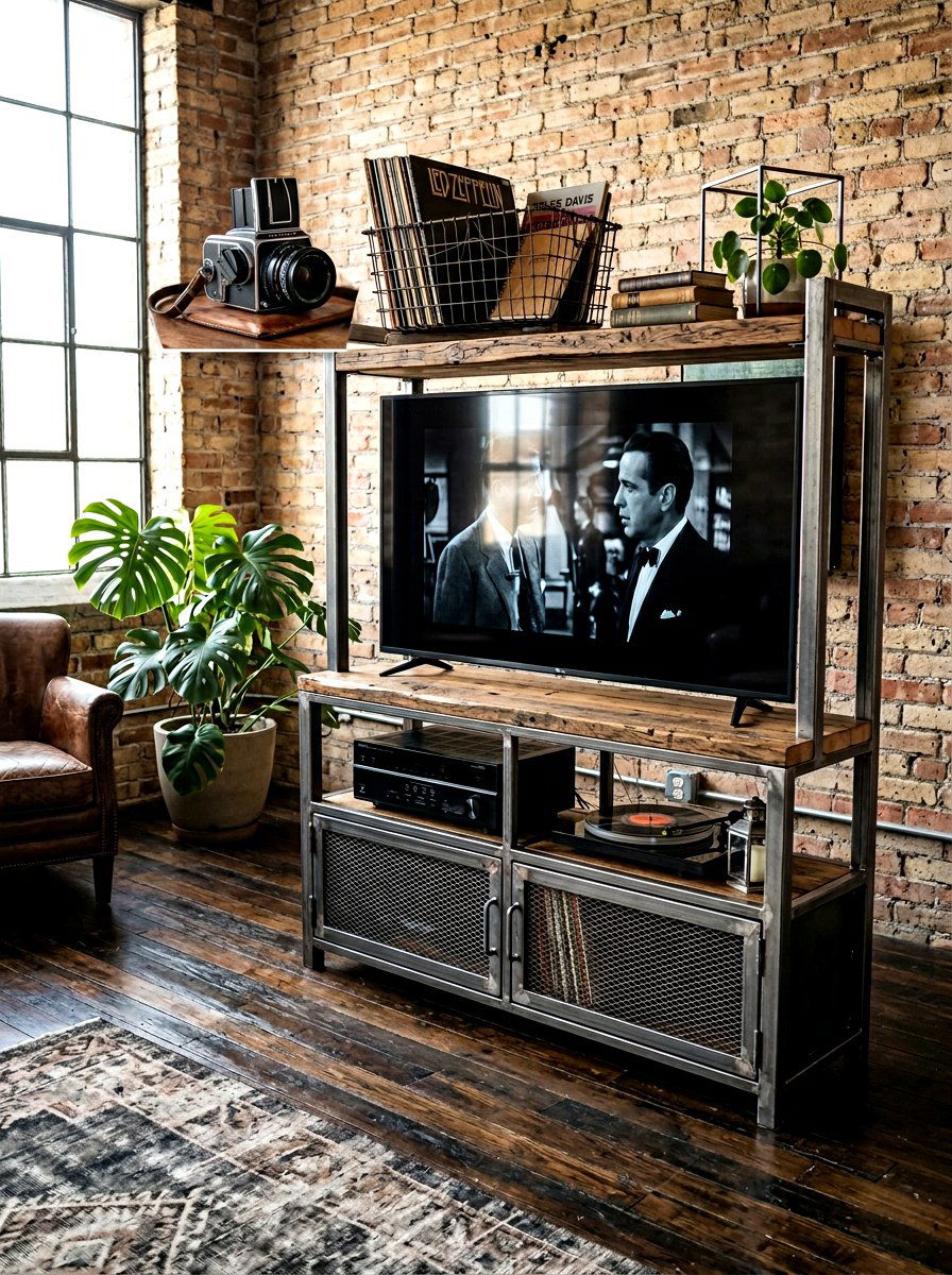 Industrial Style Media Console - 30 media console styling ideas