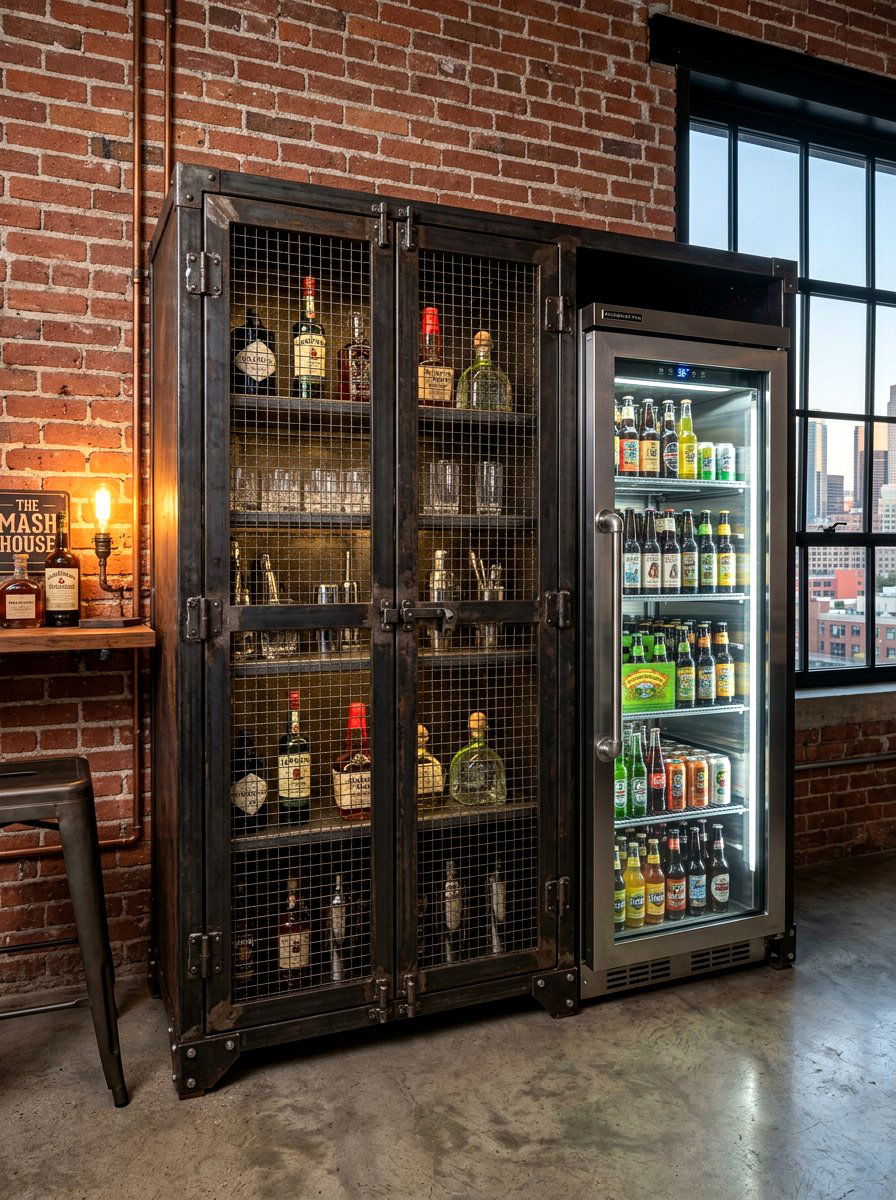 Industrial Style Metal Drink Cabinet - 30 beverage cooler cabinet ideas