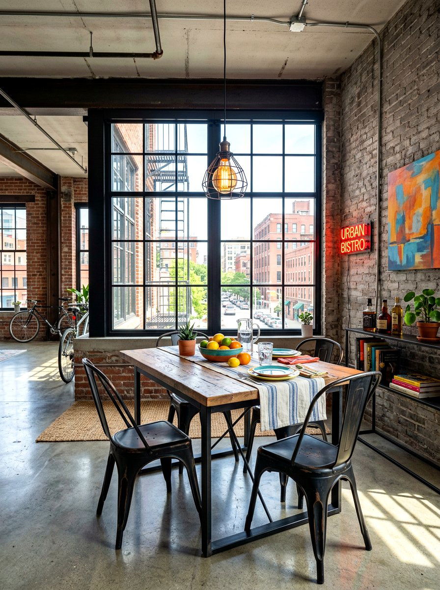 Industrial Style Nook - 30 window breakfast nook ideas