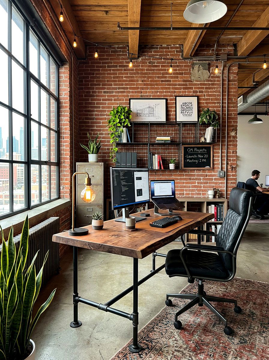 Industrial Style Office - 30 office nook ideas