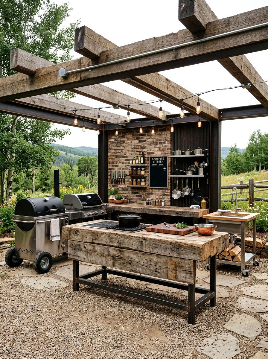 Industrial Style Outdoor Cooking - 30 grill patio layout ideas