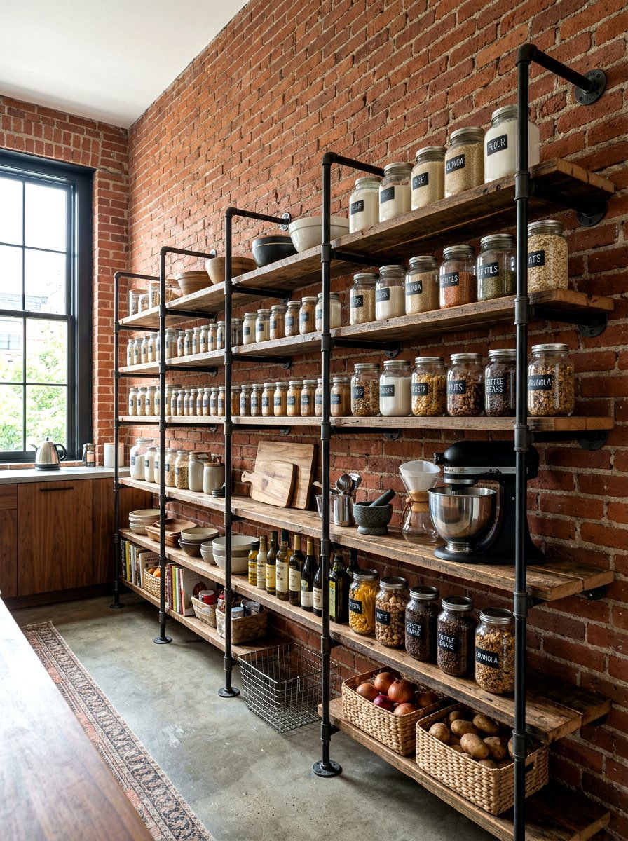 Industrial Style Pantry Shelving - 30 pantry scullery combo ideas