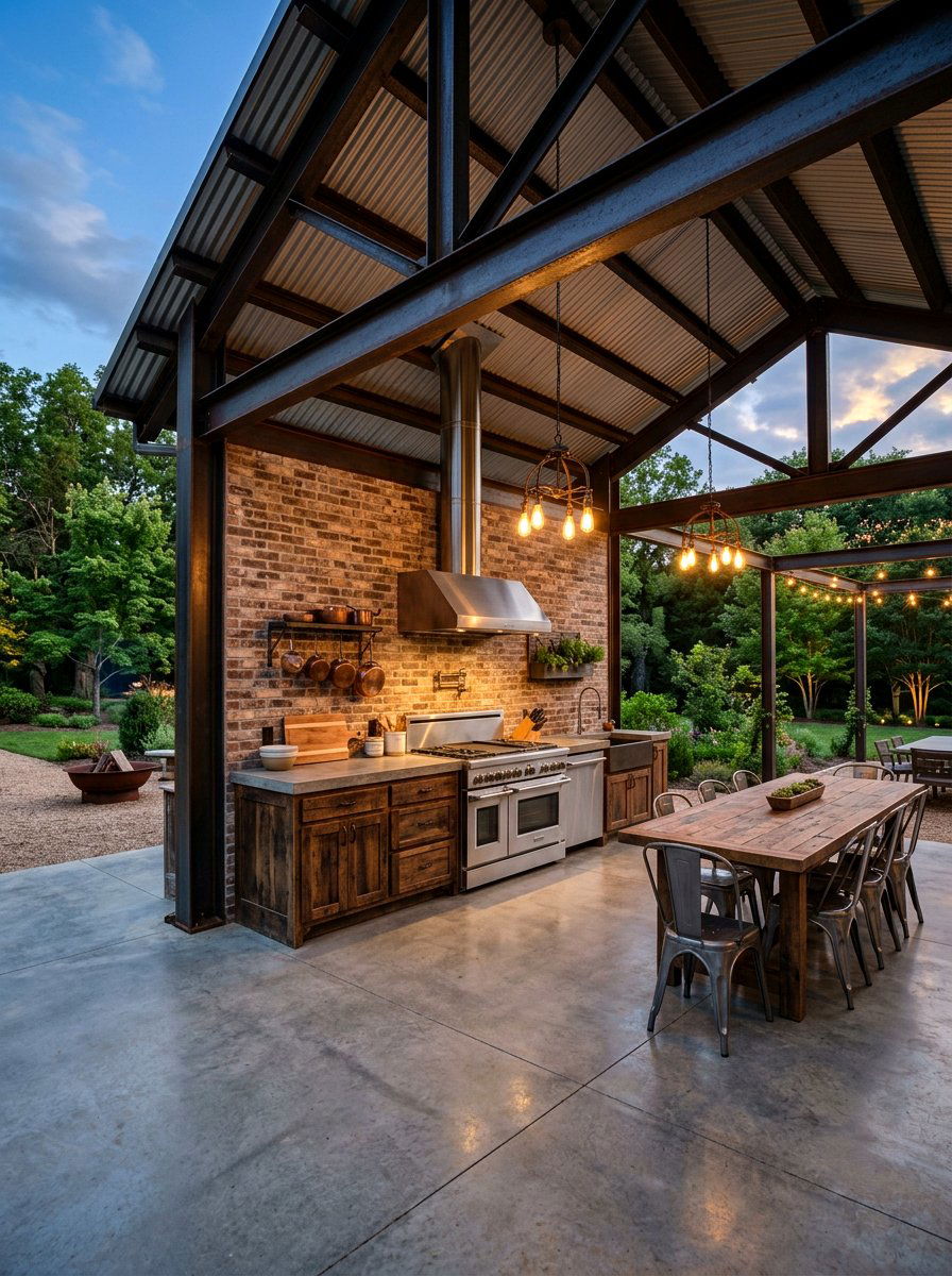 Industrial Style Pavilion Kitchen - 30 outdoor pavilion kitchen ideas