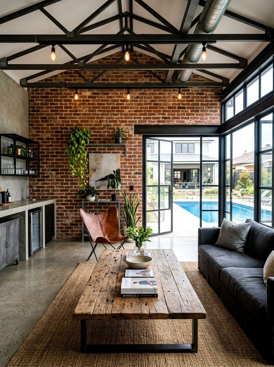 Industrial Style Pool House - 30 pool house decor ideas