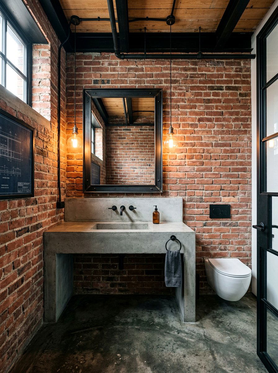 Industrial Style Powder Room - 30 opulent powder room ideas
