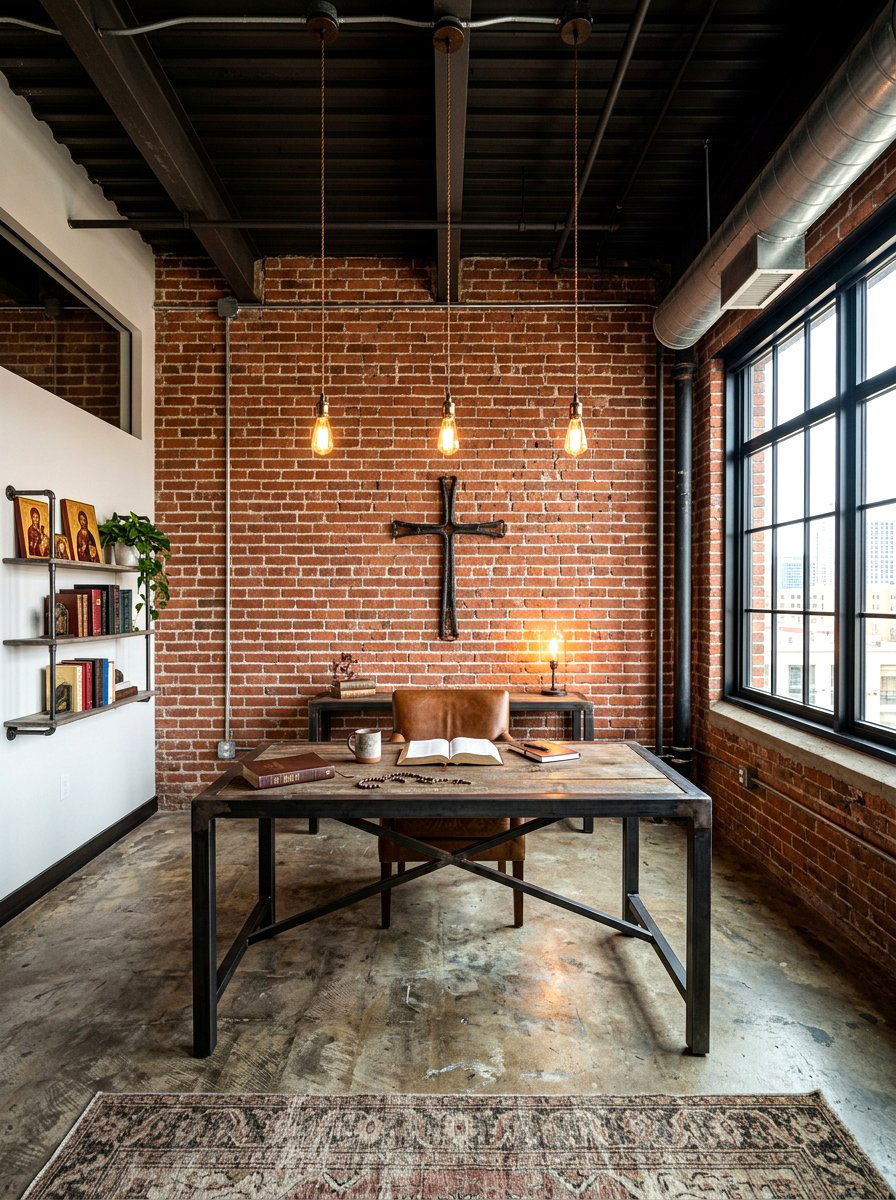 Industrial Style Prayer Space - 30 prayer corner ideas
