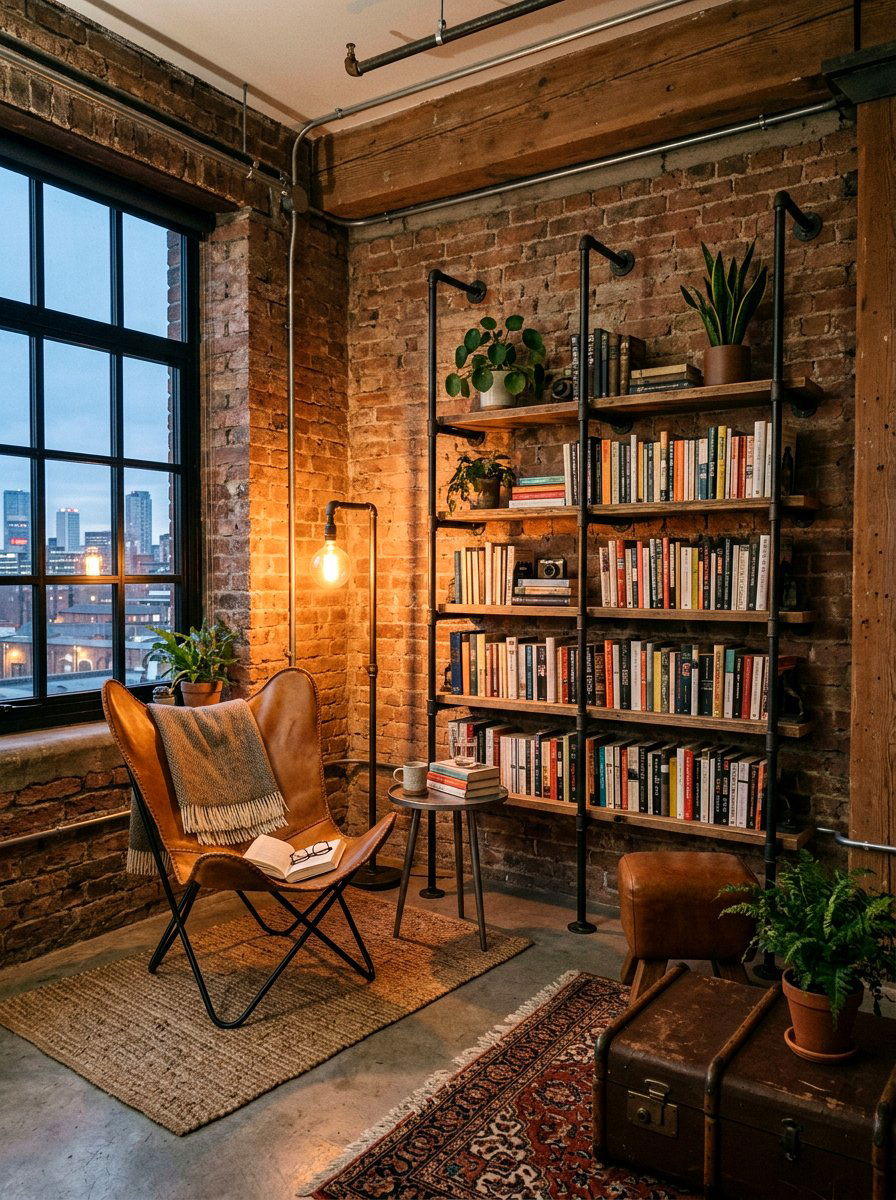 Industrial Style Reading Nook - 30 reading nook ideas