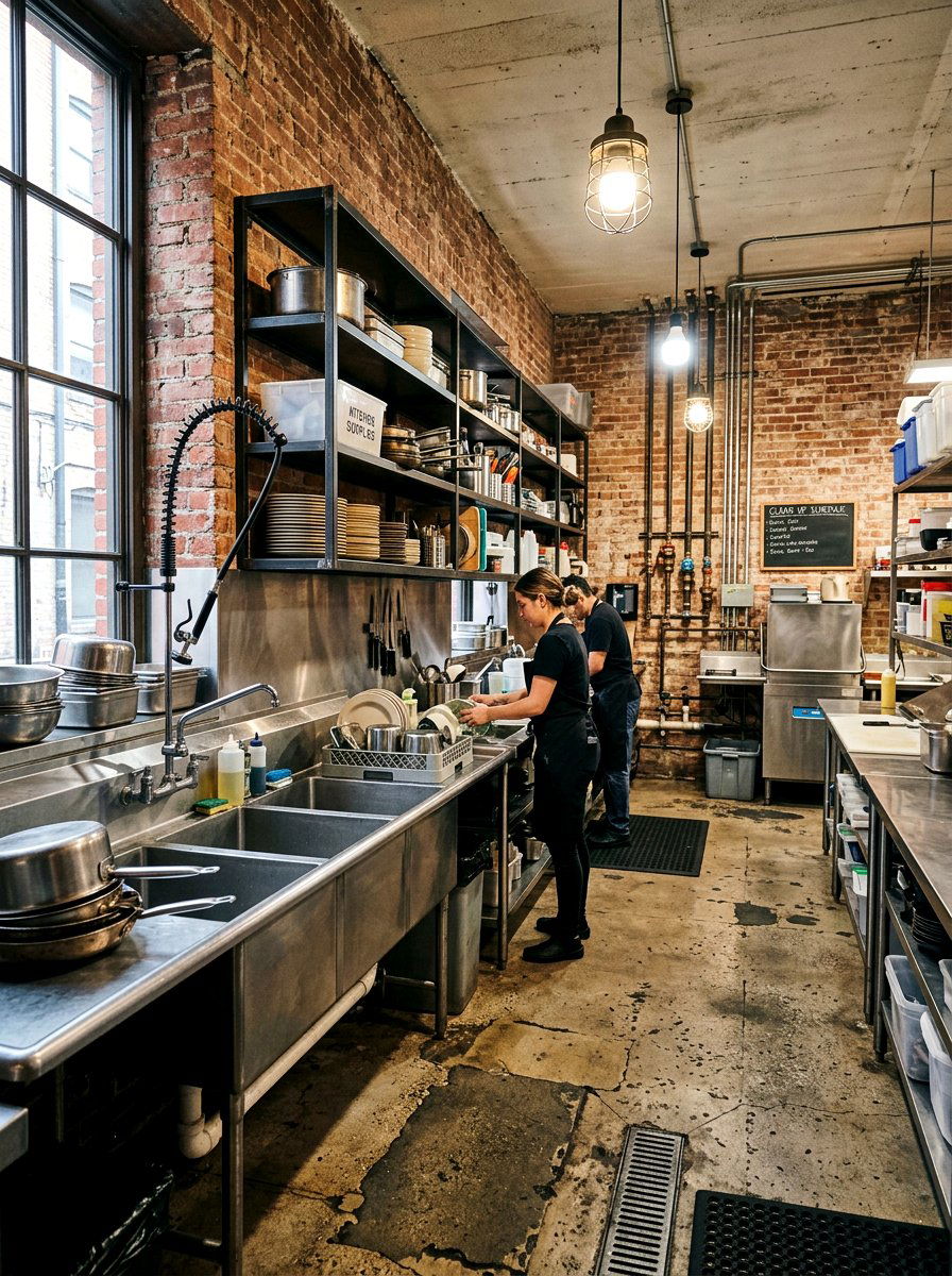 Industrial Style Scullery - 30 small prep kitchen ideas