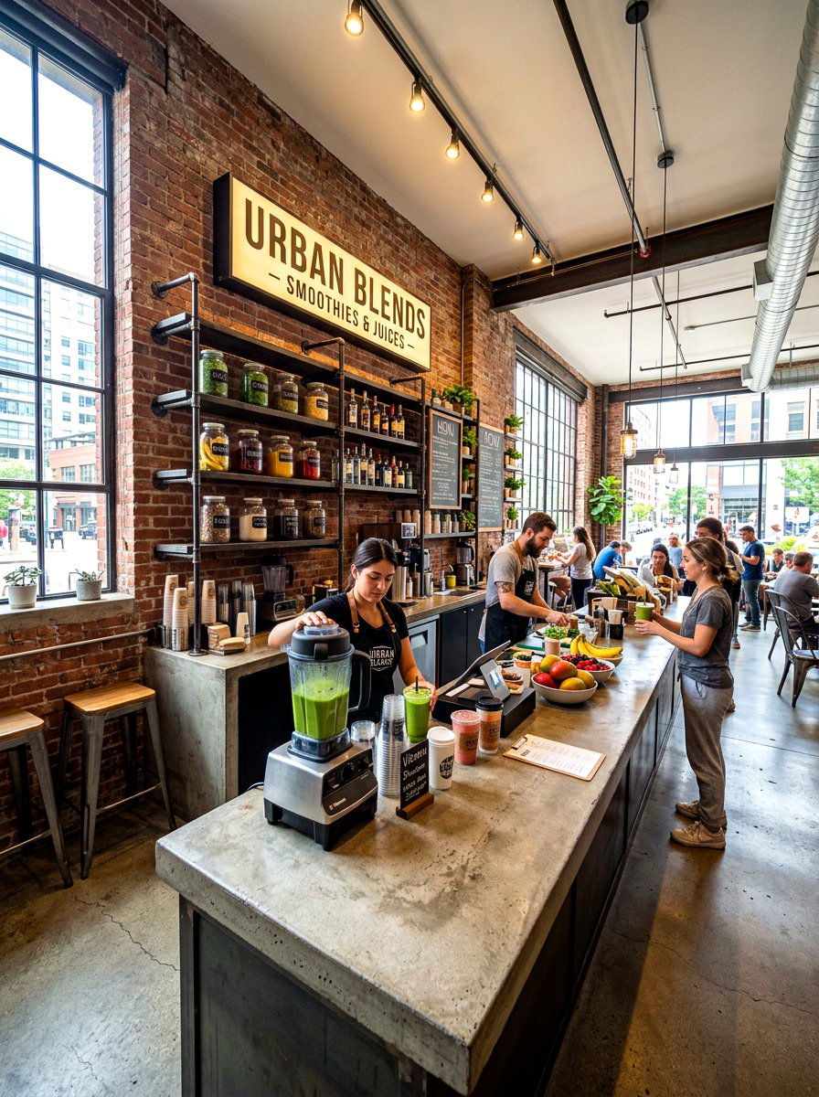 Industrial Style Smoothie Bar - 30 smoothie nook kitchen ideas