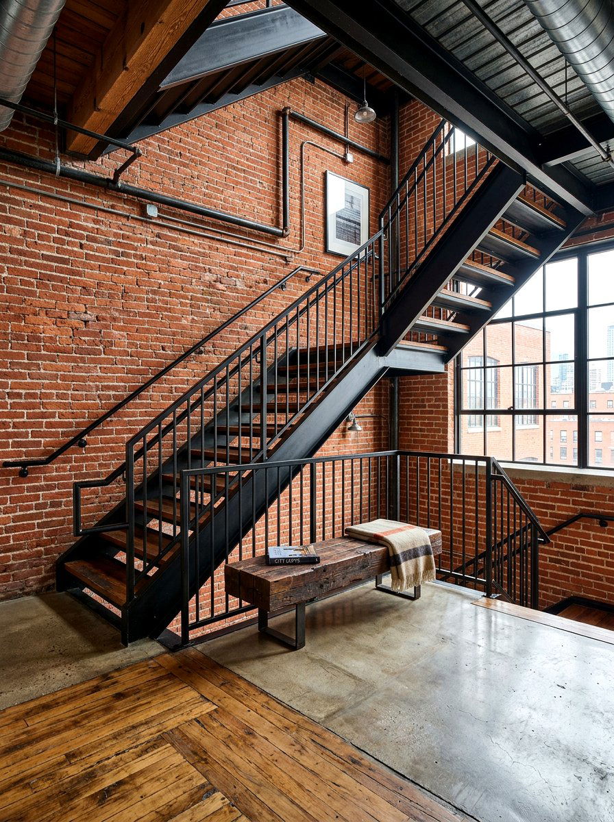 Industrial Style Stair Landing - 30 stair landing ideas