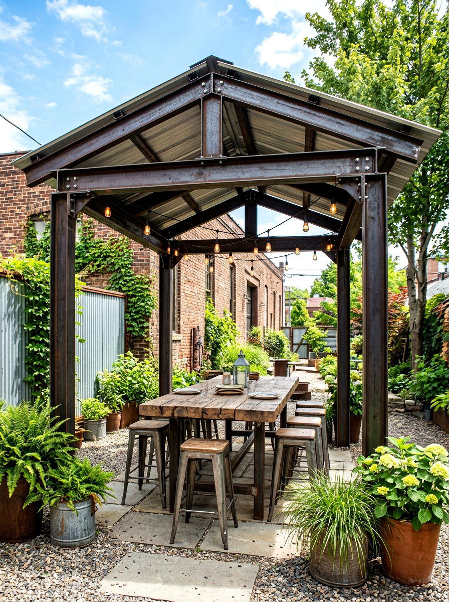 Industrial Style Steel Gazebo - 30 metal gazebo ideas