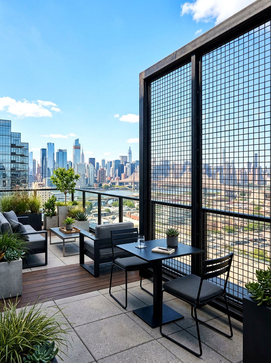 Industrial Style Steel Mesh Screen - 30 laser cut privacy panel ideas