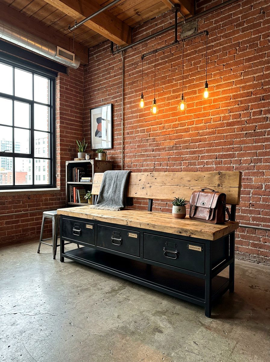Industrial Style Storage Bench - 30 banquette storage drawers ideas