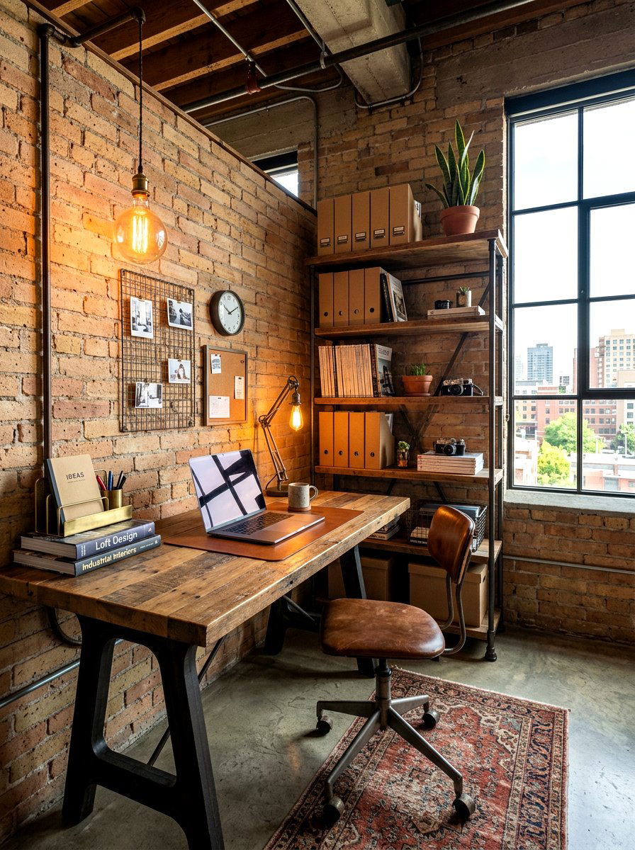 Industrial Style Study Corner - 30 teen study room ideas
