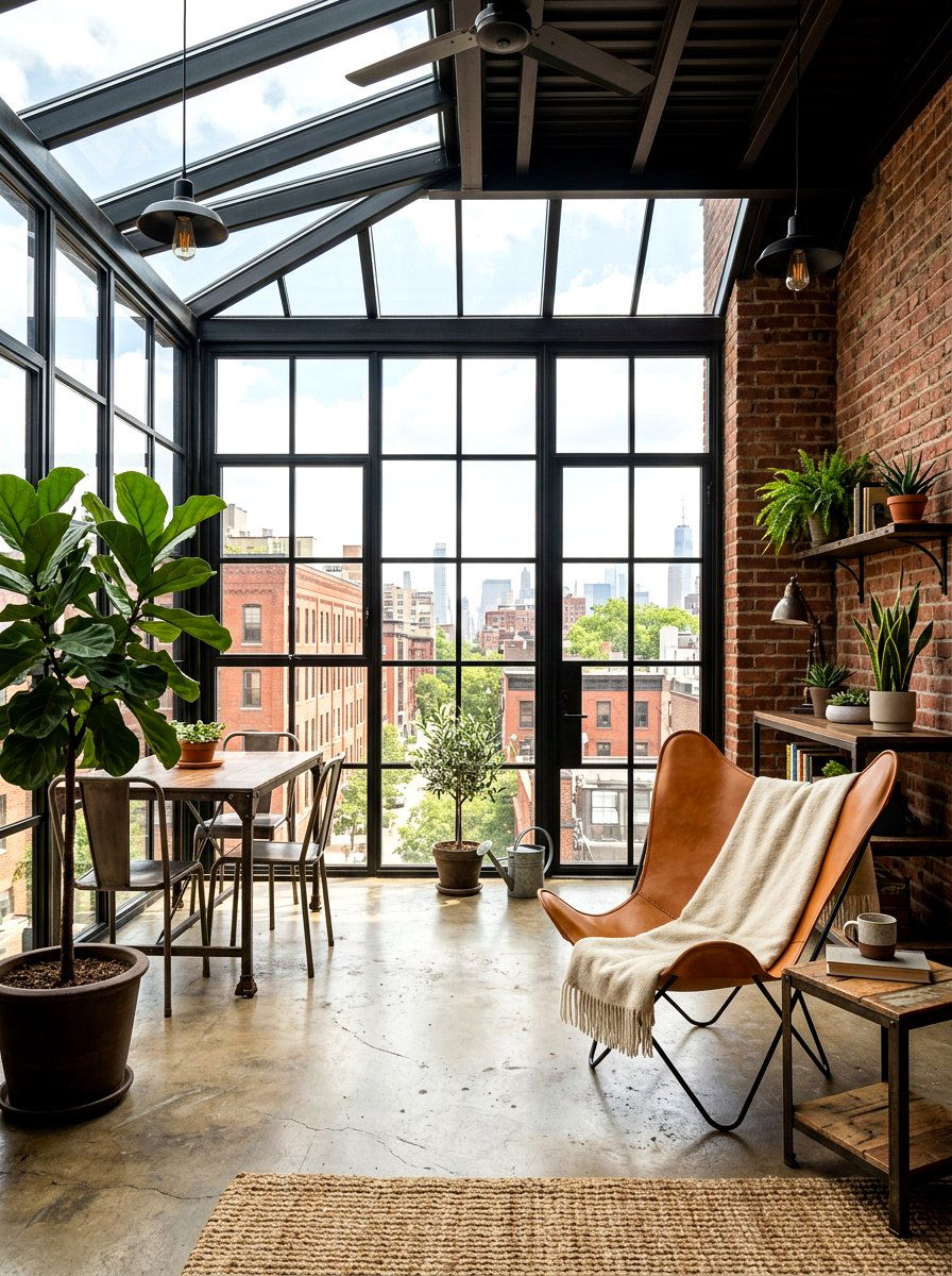 Industrial Style Sunroom - 30 enclosed patio sunroom ideas