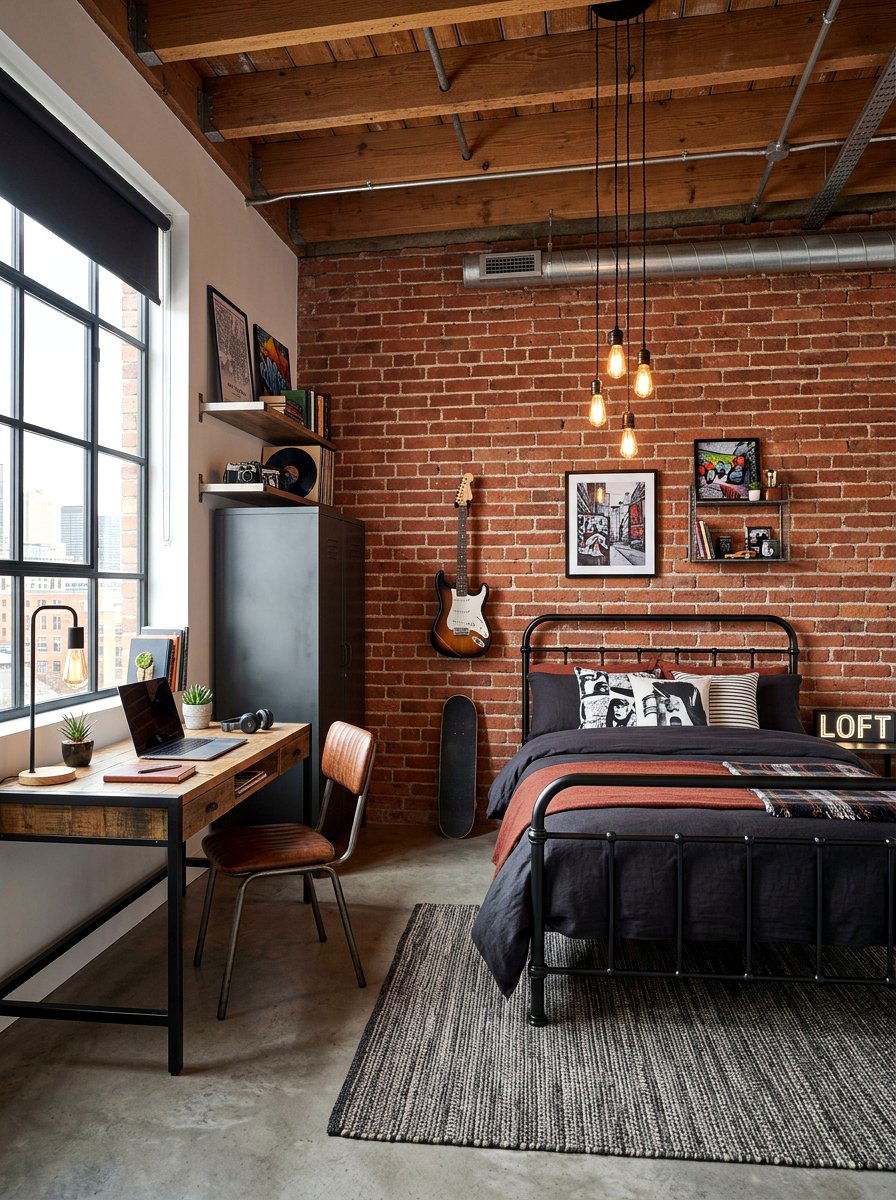 Industrial Style Teen Bedroom - 30 cool teen room ideas aesthetic