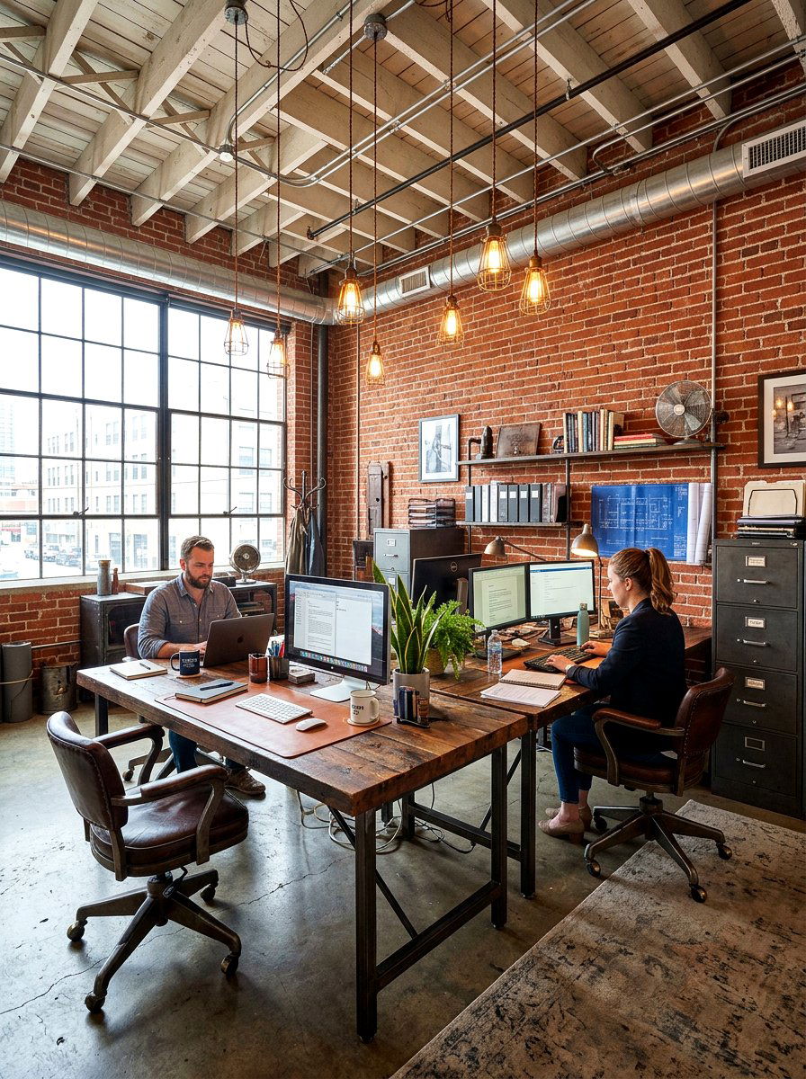 Industrial Style Two Person Office - 30 shared office ideas