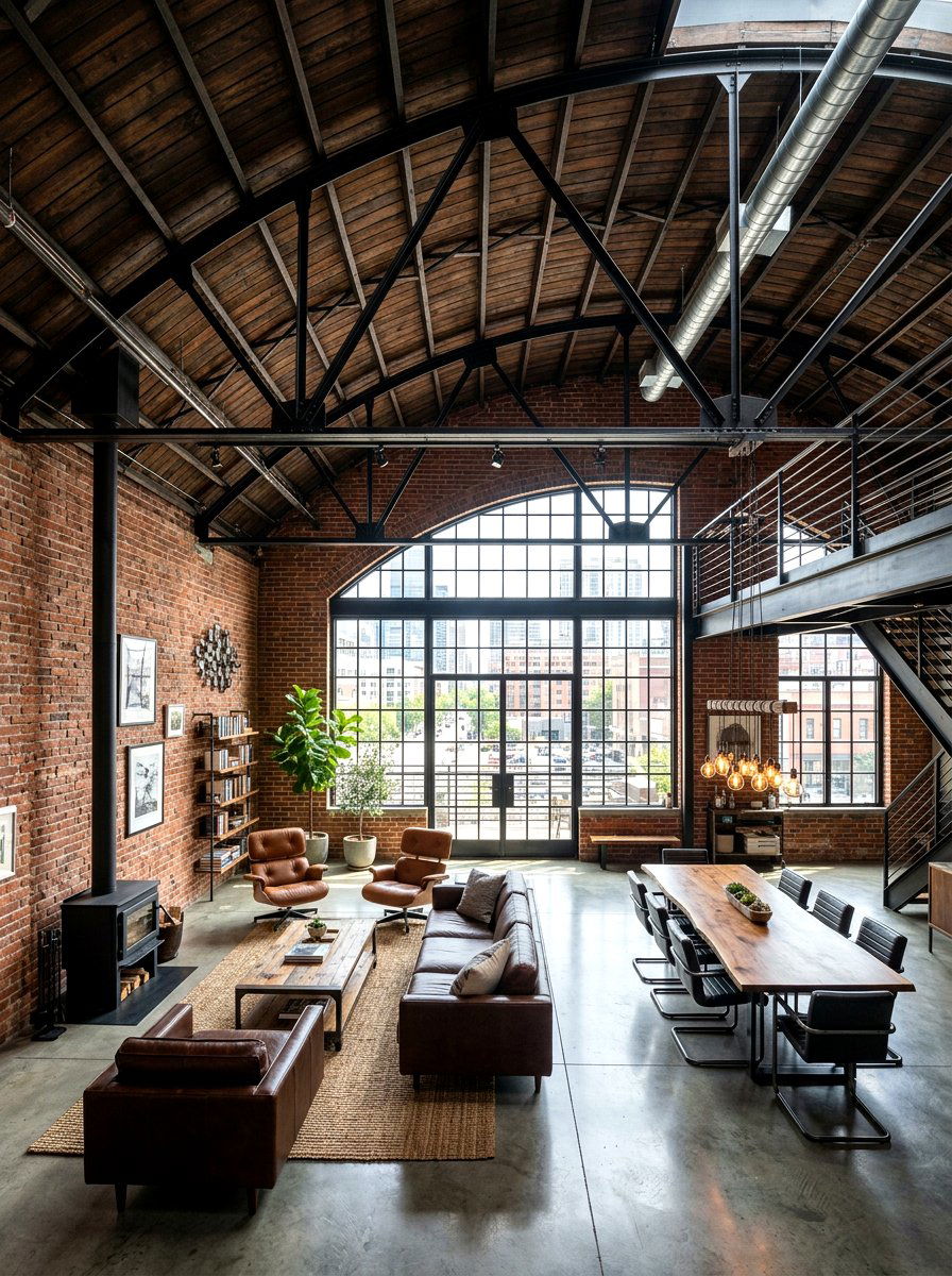 Industrial Style Vaulted Great Room - 30 vaulted great room ideas