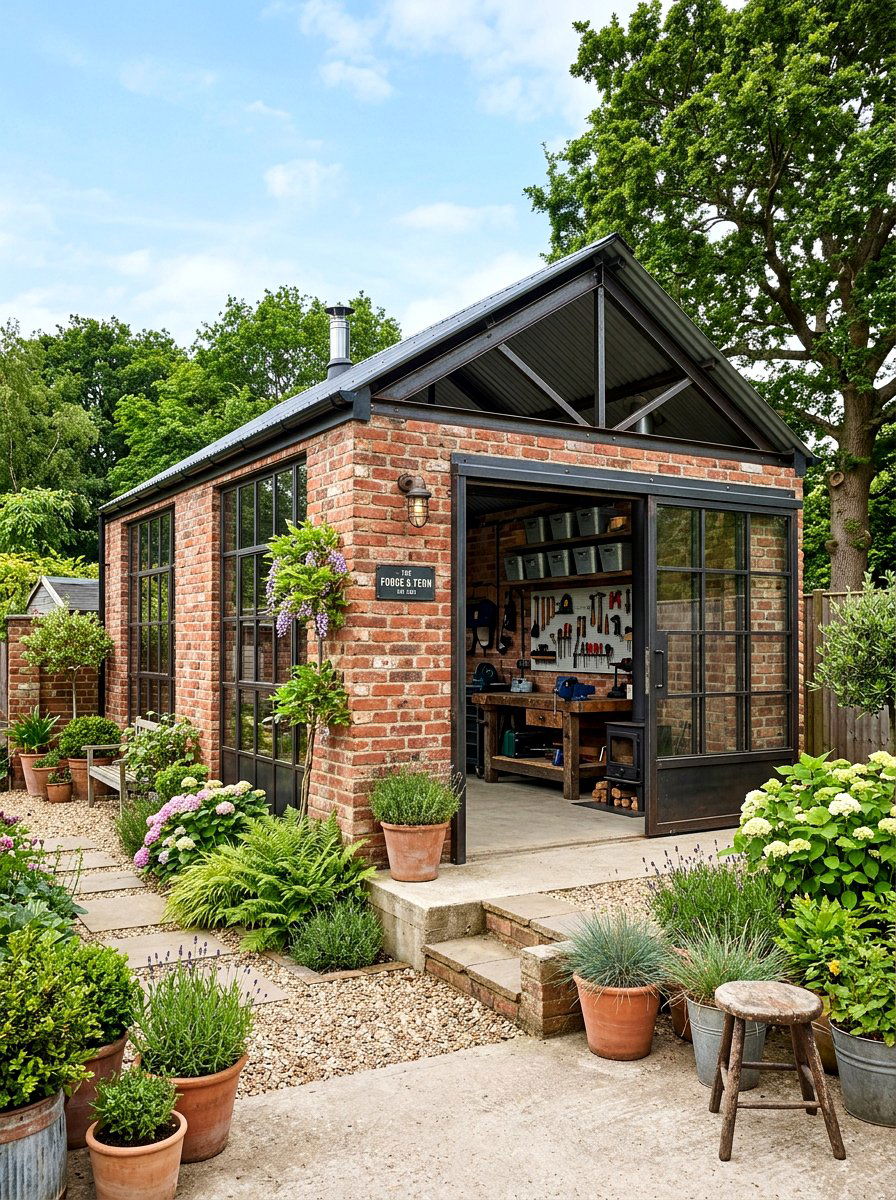 Industrial Style Workshop Shed - 30 modern garden shed ideas