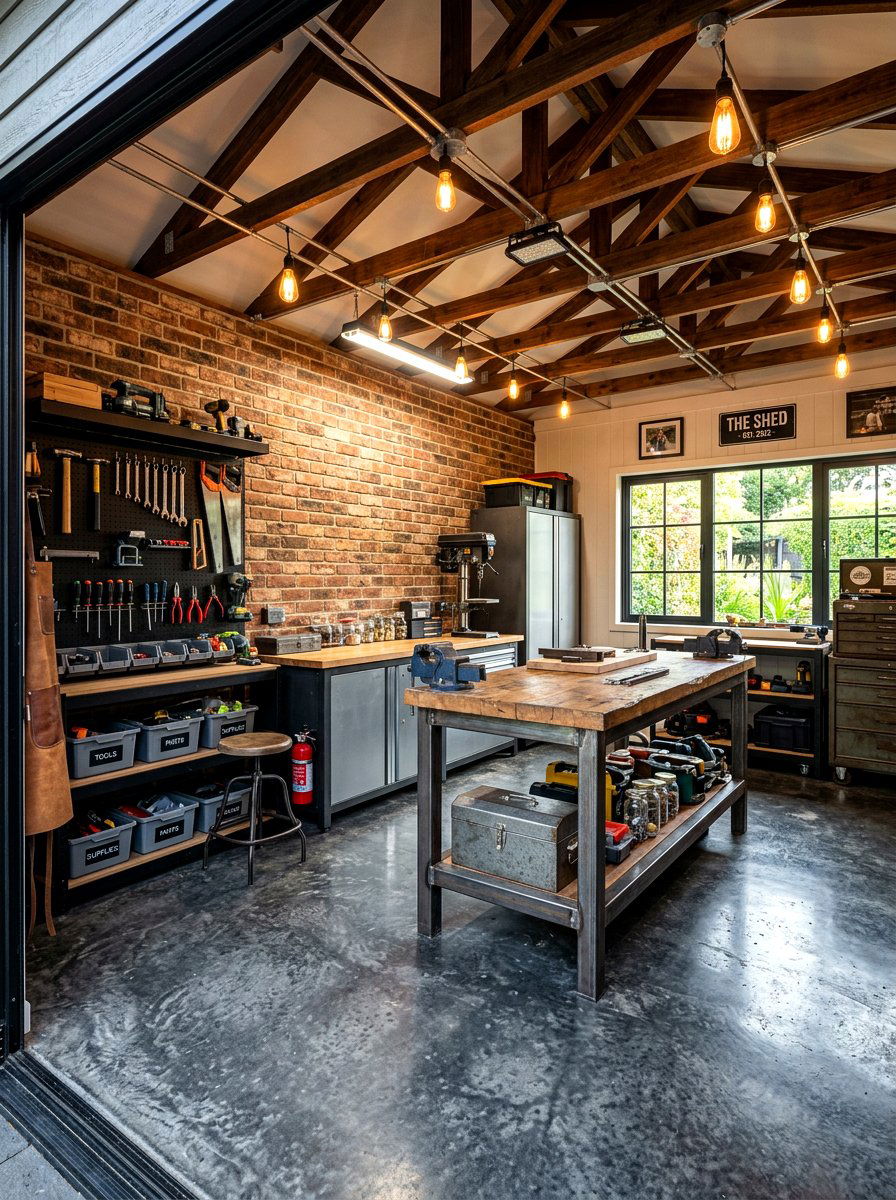 Industrial Style Workshop - 30 she shed interior ideas