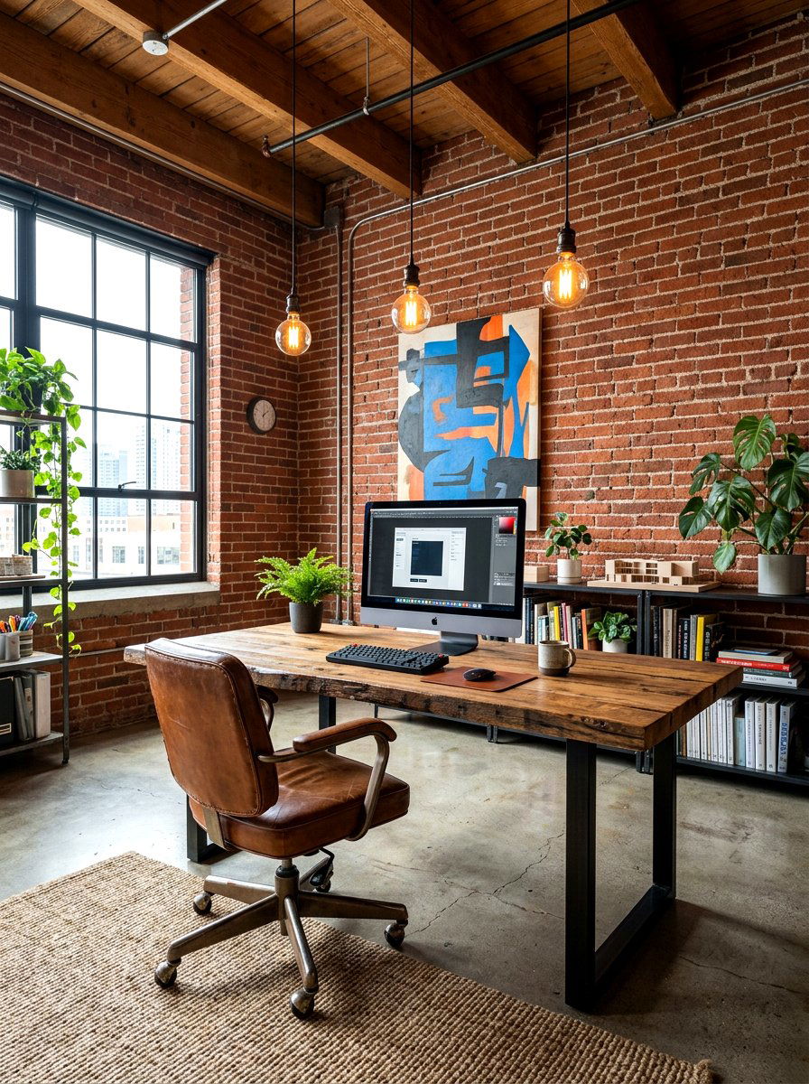 Industrial Style Workspace - 30 home office decor ideas