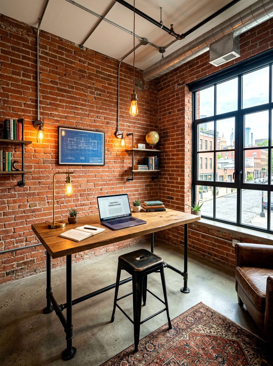 Industrial Style Workspace - 30 writing room ideas