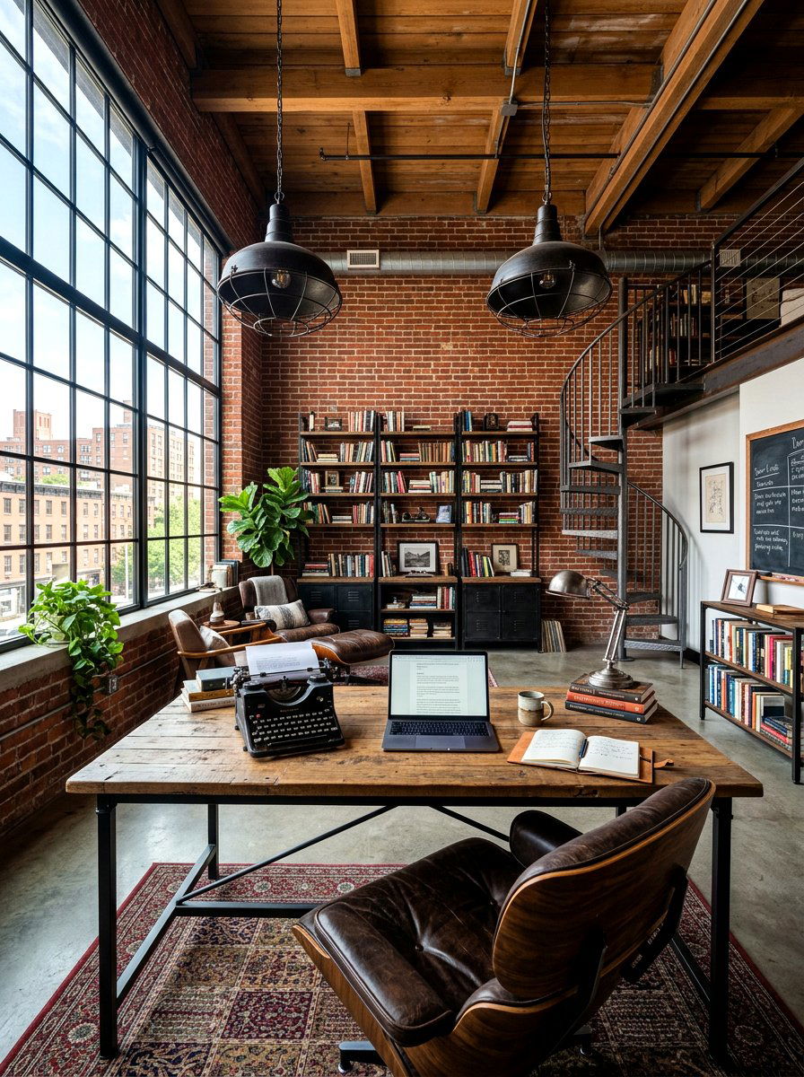 Industrial Style Writer Studio - 30 author office ideas