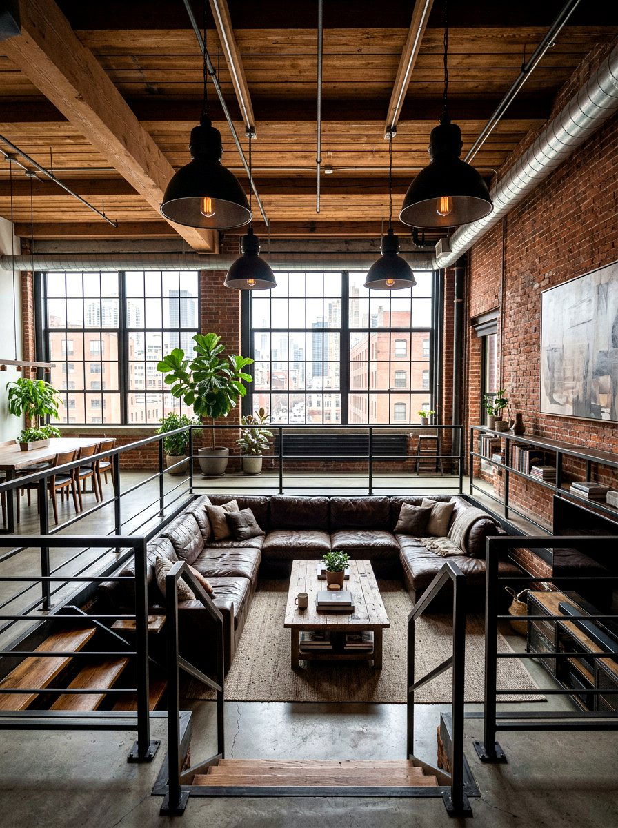 Industrial Sunken Lounge - 30 sunken living room ideas