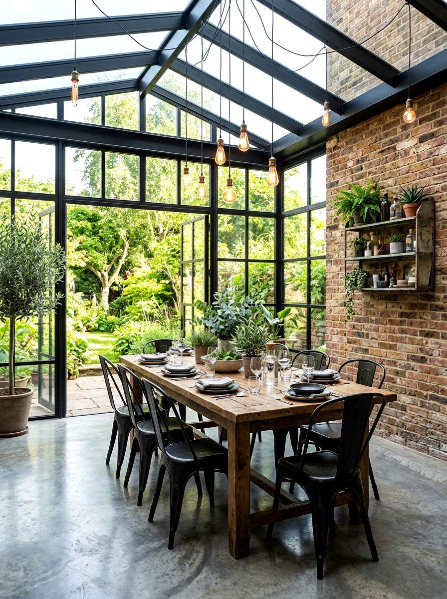 Industrial Sunroom Dining - 30 sunroom dining ideas