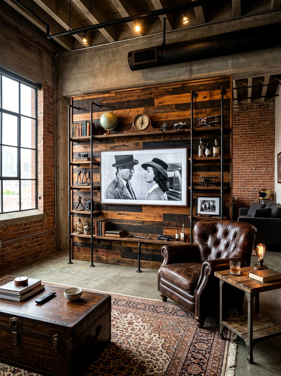 Industrial TV Wall - 30 TV wall panel ideas
