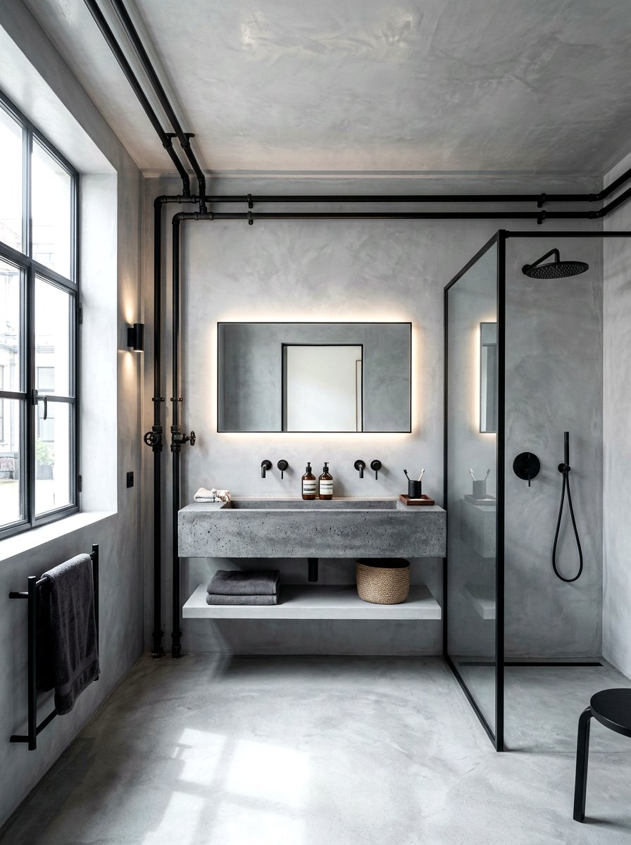 Industrial Tadelakt Room - 30 tadelakt bathroom ideas