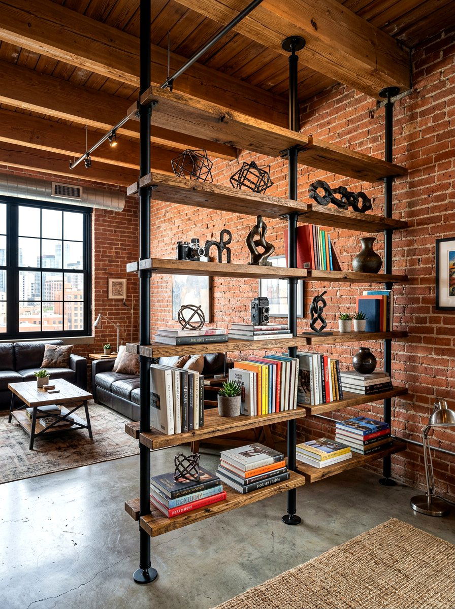Industrial Tension Shelving - 30 no drill shelf styling ideas